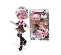4SF Famosa Hello Kitty Golden Diva Roller, Japanese Fashion Doll in Roller Skate Look, Figure of 19.5 cm with 15 Points of Articulation, Includes Helmet, Bag, Music Accessories and Boots (HKTF1000)