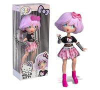 4SF Hello Kitty Manga Doll Teddy Rock Japanese Fashion Doll with Fashion Manga Outfits, 7.7 Inch Figure with 15 Points of Articulation, Purple Hair, Includes Accessories (HKTF0100)