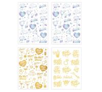 4sheet Gold silvery Bachelorette Temporary Tattoos,Bride Tribe Temporary Tats, Metallic Bridal Party Accessory, Bridesmaid Gift