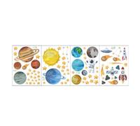 4sheets Astronaut Planet Wall Stickers for Bedroom Easy Apply PVC
