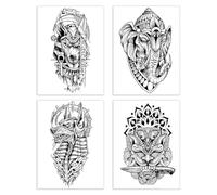 4sheets Flower Arm Herbal Tattoo Sticker Male Waterproof And Long-Lasting Simulation Arm Dog Head Semi-Permanent Tattoo