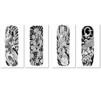 4sheets Full Arm Herbal Juice Tattoo Stickers For Men And Women Waterproof Long-Lasting Simulation Semi-Permanent