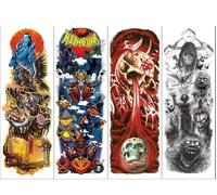 4sheets Waterproof Halloween Temporary Tattoo Stickers For The Whole Arm, Personalized Floral Sleeve