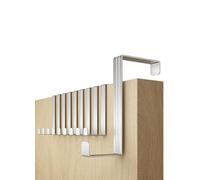 4smile Over Door Hanger - 10 x Stainless Steel Coat Hooks for Door Width 1 3/4" (4.6 cm), 1 1/2"(3.6 cm) - Over Door Hook + Adhesive and Felt Pads