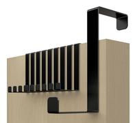 4smile Over Door Hook Set of 10 - Black Coat Hooks for Leaf Depth 3.6 cm (1.4") + 4.1 cm (1.6"), Sturdy Hangers for Clothes, Wreath Hanger