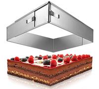 4smile Rectangular Adjustable Baking Frame - Stainless Steel Rectangular Mousse Mould - Dimensionally Stable Cake Mould Square for Baking and Cake Preparation