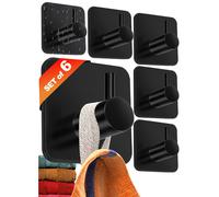 4smile Self Adhesive Hooks - Set of 6, Black - Wat