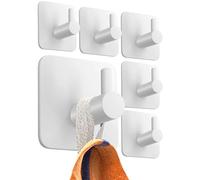 4smile Towel Rail Without Drilling, Set of 6 - White Towel Rail Bathroom Rustproof as Practical Adhesive Hooks -Self-Adhesive Hooks for Wall Classic Design