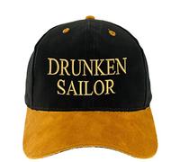 4sold 100% Cotton Ancient Mariner, Captain Cabin Boy Crew First Mate Anchor Yachting Baseball Cap Inscription Lettering Black Gold (Drunken Sailor)