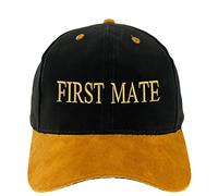 4sold 100% Cotton Ancient Mariner, Captain Cabin Boy Crew First Mate Anchor Yachting Baseball Cap Inscription Lettering Black Gold (First Mate)
