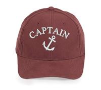 4sold 100% Cotton Ancient Mariner, Captain Cabin Boy Crew First Mate Yachting Baseball Cap Inscription Lettering Maroon White (Anchor Captain)