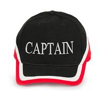 4sold 100% Cotton Ancient Mariner, Captain Cabin Boy Crew First Mate Yachting Baseball Cap Inscription Lettering Red Black White (Captain)