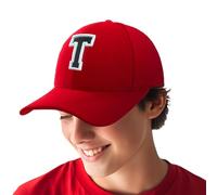 4sold Boy 3D Embroidery Alphabet Children School A-Z Adjustable Baseball Cap Red Black Letter Caps Kids Hat Sport - T