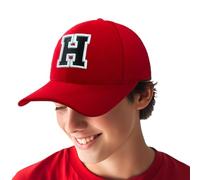 4sold Boy 3D Embroidery Alphabet Children School A-Z Adjustable Baseball Cap Red Black Letter Caps Kids Hat Sport - H