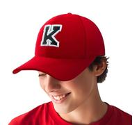 4sold Boy 3D Embroidery Alphabet Children School A-Z Adjustable Baseball Cap Red Black Letter Caps Kids Hat Sport - K