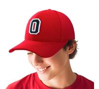 4sold Boy 3D Embroidery Alphabet Children School A-Z Adjustable Baseball Cap Red Black Letter Caps Kids Hat Sport - O