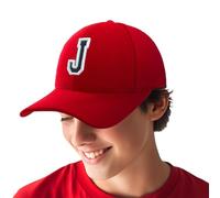 4sold Boy 3D Embroidery Alphabet Children School A-Z Adjustable Baseball Cap Red Black Letter Caps Kids Hat Sport - J