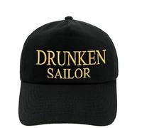 4sold Boys Mens Women 100% Cotton Yachting Baseball Cap Inscription Lettering Baseball Captain Sun Summer Hat Black Gold - Drunken Sailor,Adult