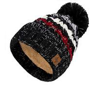 4sold Mens Womens Beanie Warm Winter Cable Knitted Bobble Hat Plain Ski Pom Wooly Cap Full Cosy Fleece Liner Black