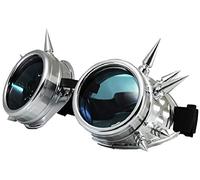 4sold Modern Fashion Cyber Goggles Black With Cyber Spikes Steam Punk Rave Goth like Sunglasses Includes FREE set Lense Design Inserts and 3 lenses black. clear and brown (Silver)