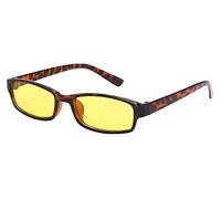 4sold Slim Anti Glare Glasses Night Driving Yellow Lens Glasses Tortoise Shell Brown Frame Unisex case cloth (Panther)