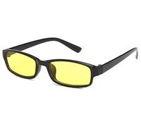 4sold Slim Anti Glare Glasses Night Driving Yellow Lens Glasses Tortoise Shell Brown Frame Unisex case cloth (Black)