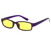 4sold Slim Anti Glare Glasses Night Driving Yellow Lens Glasses Tortoise Shell Brown Frame Unisex case cloth (Purple)