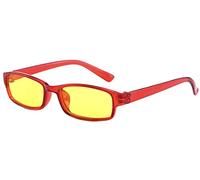 4sold Slim Anti Glare Glasses Night Driving Yellow Lens Glasses Tortoise Shell Brown Frame Unisex case cloth (Red Transparent)