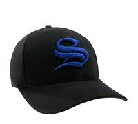 4sold Snapback hat with Raised 3D Embroidery Letter A and S, 5 Panel Baseball Cap Hip-Hop Cap Hat Headwear (S Black Blue)