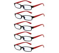 4sold The Reading Glasses Slim Readers Value 5 Pack Mens Womens Black Red +1.5