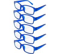 4sold The Reading Glasses Slim Readers Value 5 Pack Mens Womens Blue +1.50