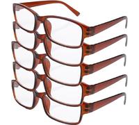 4sold The Reading Glasses Slim Readers Value 5 Pack Mens Womens Brown +2.50
