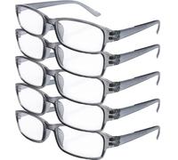 4sold The Reading Glasses Slim Readers Value 5 Pack Mens Womens Grey +1.50