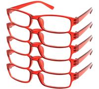 4sold The Reading Glasses Slim Readers Value 5 Pack Mens Womens Red +1.50
