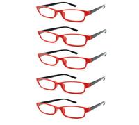 4sold The Reading Glasses Slim Readers Value 5 Pack Mens Womens Red Black +0.50