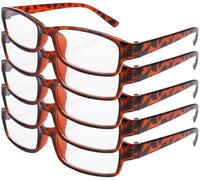 4sold The Reading Glasses Slim Readers Value 5 Pack Mens Womens Tortoiseshell +2.00