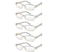 4sold The Reading Glasses Slim Readers Value 5 Pack Mens Womens Transparent +3.50