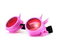 4sold (TM Cyber Goggles Black with Cyber Spikes Steam Punk Rave Goth like Sunglasses Includes FREE set Lense Design Inserts and 3 lenses black. clear and brown (pink)