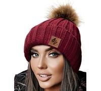 4sold Unisex Fleece Lined Winter Beanie - Warm Cable Knit Bobble with Pom Pom UK, Soft Wooly Thermal Cap for Men & Women, Thick Cosy Knitted Design for Cold Weather