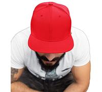 4sold Unisex Original Flat Peak Snapback Dual Colour Cap Men Women Plain Casual Snap Back Cap Adjustable Strap Baseball Hat (Red)