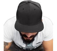 4sold Unisex Original Flat Peak Snapback Dual Colour Cap Men Women Plain Casual Snap Back Cap Adjustable Strap Baseball Hat (Black)