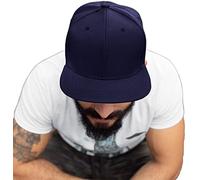 4sold Unisex Original Flat Peak Snapback Dual Colour Cap Men Women Plain Casual Snap Back Cap Adjustable Strap Baseball Hat (Nave)