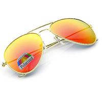 4sold Vintage Retro Polarized Sunglasses for Men Outdoor Sport Ultra-Light Metallic Metal Frame HD Lens Glasses Air Force Unisex UV 400 Protection (Orange)