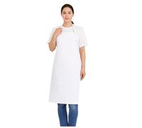 4sold White Chef Apron - 100% Heavy Duty Cotton 240g/m², Durable & Naturally Fire Resistant - Adjustable Kitchen Cooking Bib Apron Without Pockets for Men, Women, Butchers, BBQ & Bakers (1 Pack)