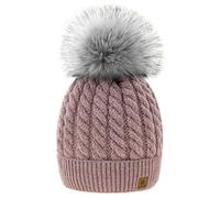 4sold Women's Ladies Beanie Hat Pom Pom Warm Winter Natural Wool Mohair Lining Full Cosy Fleece Liner (Carla Rouse Pink)