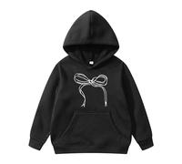 4T Pullover Chchildren'S Long Sleeved Hoodie with Printed Bow Tie Girls Swim Hoodie Unisex Gift Black