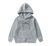 4T Pullover Chchildren'S Long Sleeved Hoodie with Printed Bow Tie Girls Swim Hoodie Unisex Gift Grey