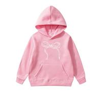 4T Pullover Chchildren'S Long Sleeved Hoodie with Printed Bow Tie Girls Swim Hoodie Unisex Gift Pink