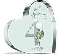 4th Anniversary Acrylic Heart Plaque for Wife or Husband, 4 Years Together