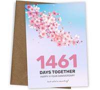 4th Anniversary Card for Husband Wife or Couple - 1461 Days Together - A Happy 4 Year Wedding Anniversary Card for Boyfriend Girlfriend Partner - Romantic Greetings Cards